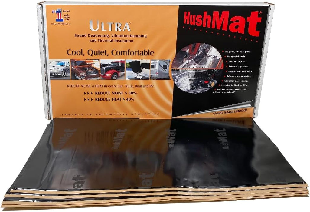 HushMat 10500 Ultra Black Foil Bulk Kit with Damping Pad - 30 Piece