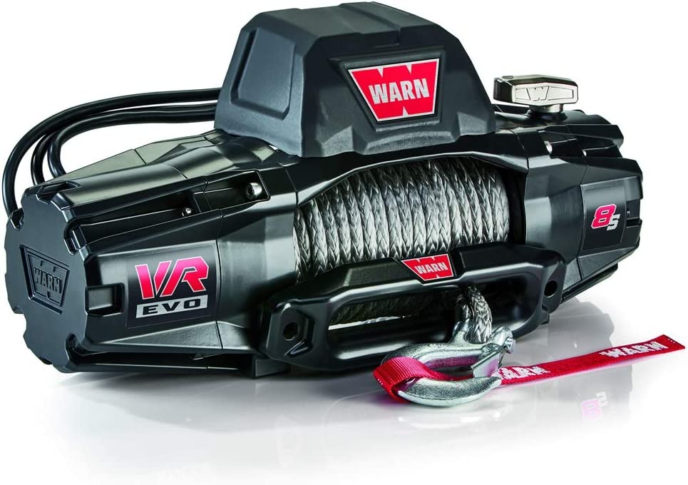 WARN 103251 VR EVO 8-S Electric 12V DC Winch with Synthetic Rope - 3/8" D x 90' L, (8,000 lb) Capacity