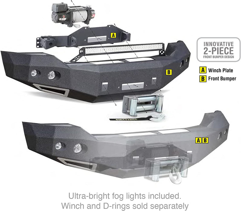 Smittybilt 612850 | M-1 Front Bumper for 2007-2015 Toyota FJ Cruiser w/ S4 Spot and Flood Lights