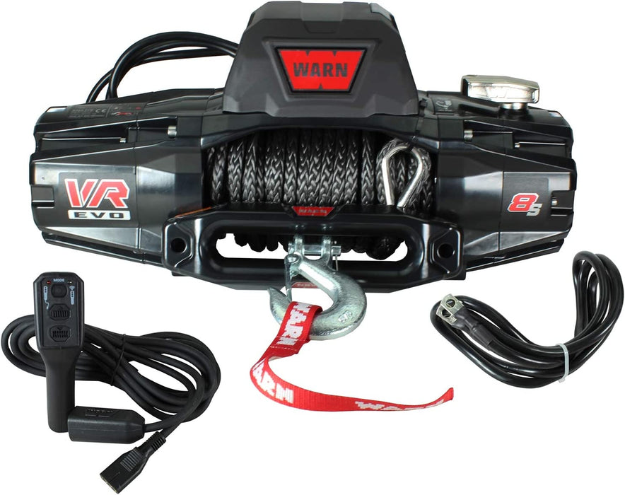 WARN 103251 VR EVO 8-S Electric 12V DC Winch with Synthetic Rope - 3/8" D x 90' L, (8,000 lb) Capacity