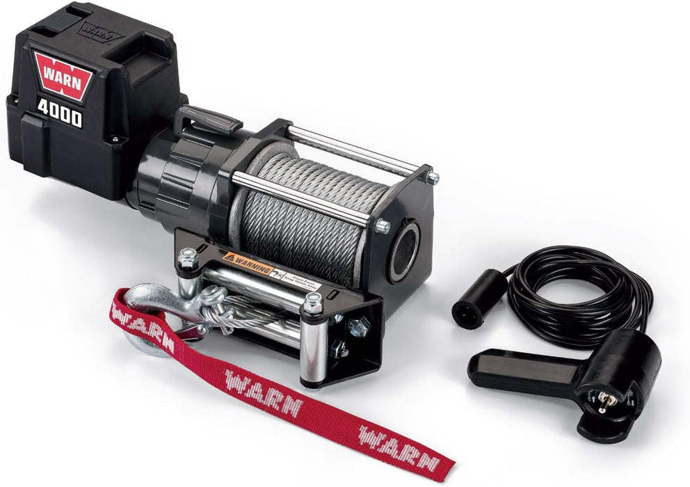 WARN 94000 4000 DC Series 12V Electric Winch with Steel Cable Rope (4,000 lb capacity)