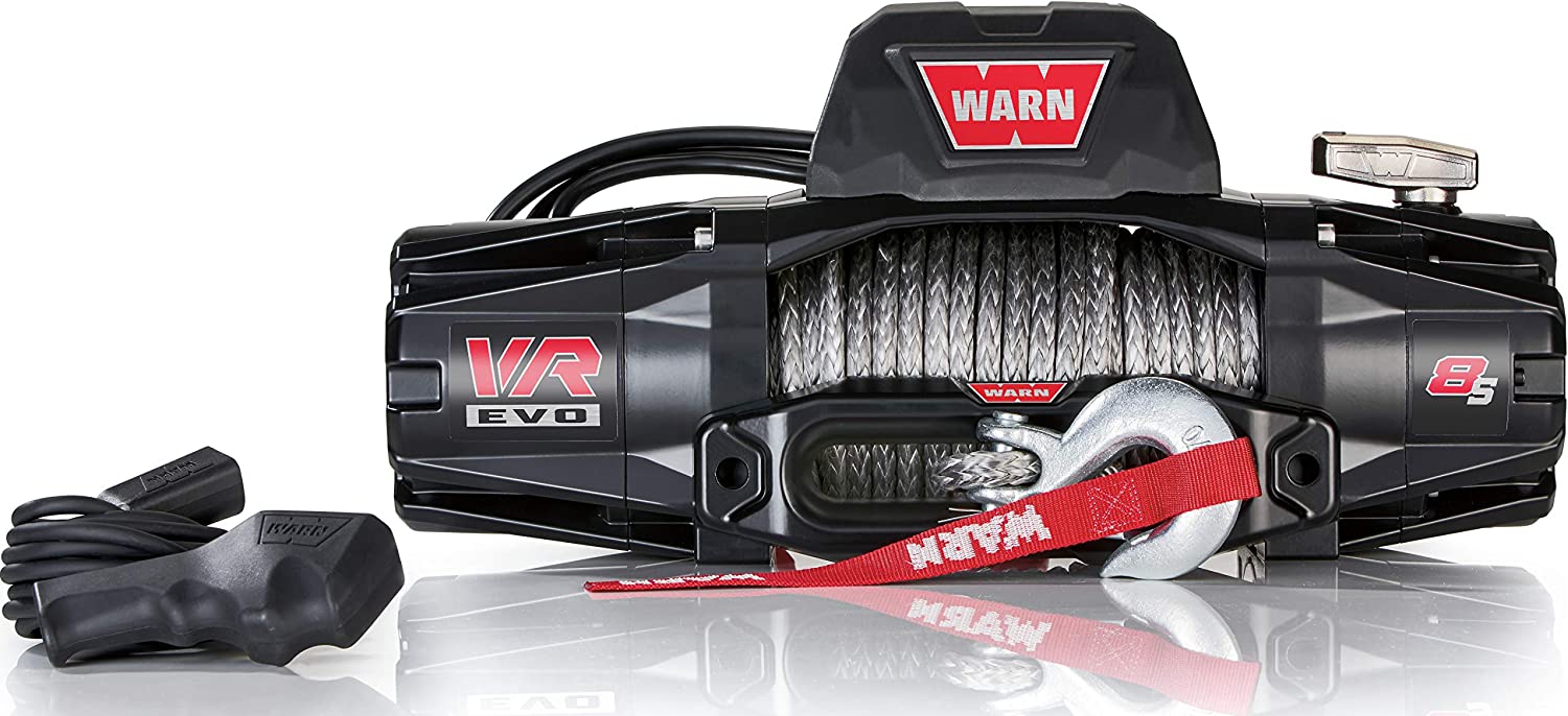 WARN 103251 VR EVO 8-S Electric 12V DC Winch with Synthetic Rope - 3/8" D x 90' L, (8,000 lb) Capacity