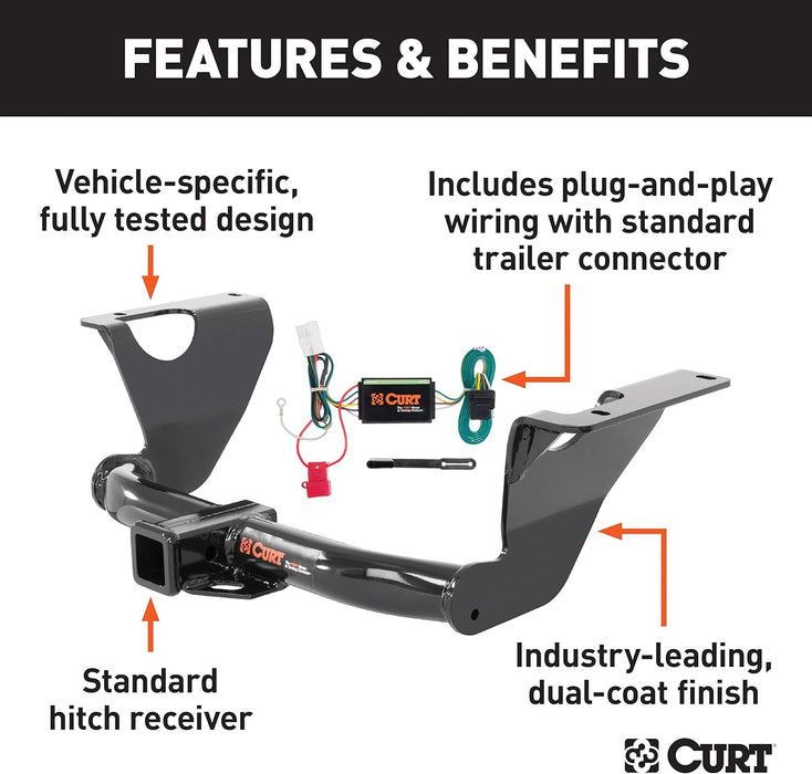 CURT 99308 Class 3 Trailer Hitch, 2-Inch Receiver, 4-Pin Wiring Harness for Subaru Outback