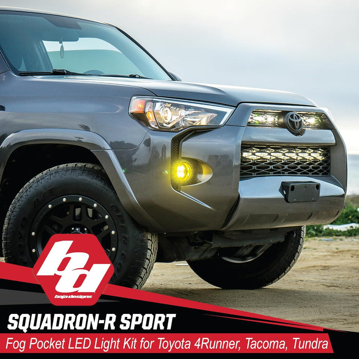 Baja Designs 447115 LED Fog Light Kit Squadron-R Sport Fog Pocket Kit | 2010-2021 4Runner | 2012-2021 Tacoma | 2014-2021 Tundra (Wide Cornering; Amber)