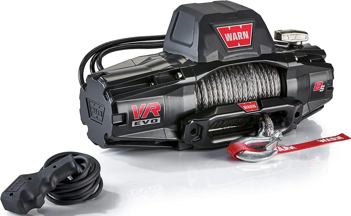 WARN 103251 VR EVO 8-S Electric 12V DC Winch with Synthetic Rope - 3/8" D x 90' L, (8,000 lb) Capacity