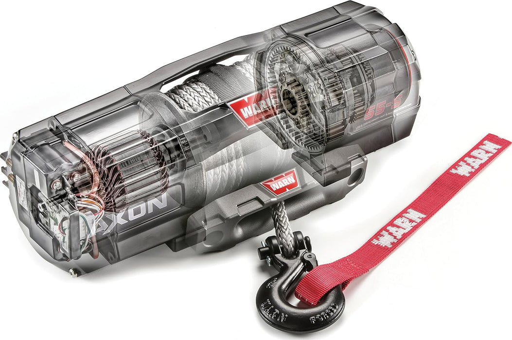 WARN 101150 AXON 55-S Powersports Winch with Spydura Synthetic Cable Rope: 1/4" Diameter x 50' Length, 2.75 Ton (5,500 lb) Pulling Capacity