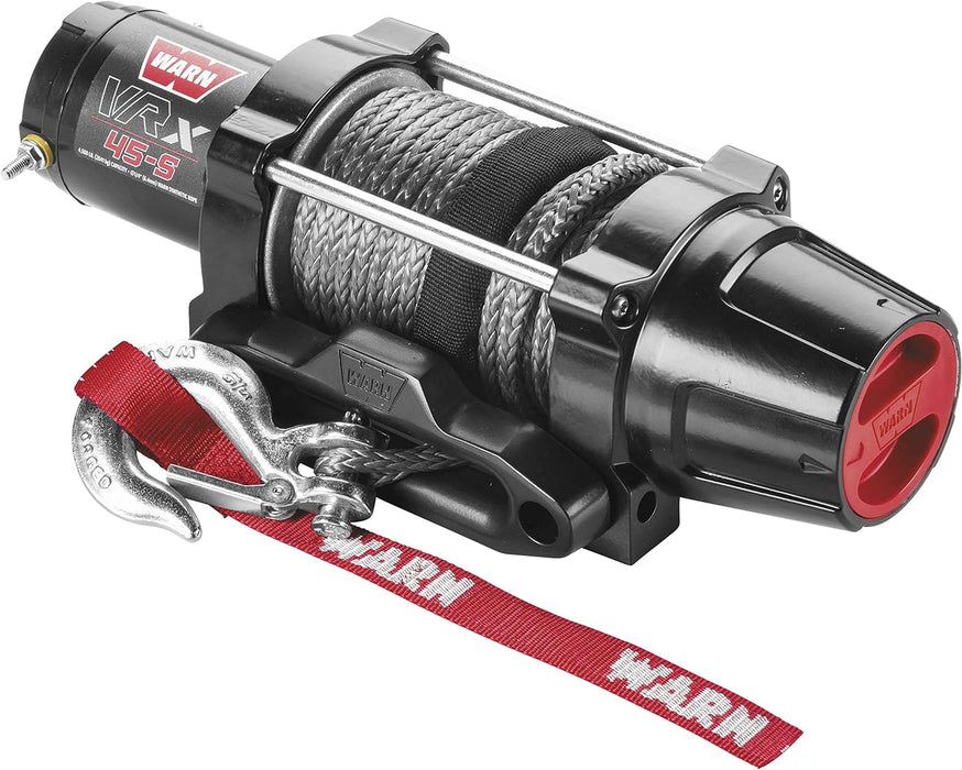 WARN 101040 VRX 45-S Powersports Winch with Handlebar Mounted Switch and Synthetic Rope: 1/4" Diameter x 50' Length, 2.25 Ton (4,500 lb) Capacity