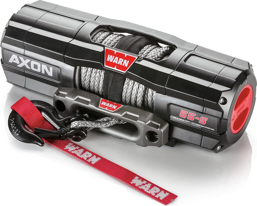 WARN 101150 AXON 55-S Powersports Winch with Spydura Synthetic Cable Rope: 1/4" Diameter x 50' Length, 2.75 Ton (5,500 lb) Pulling Capacity