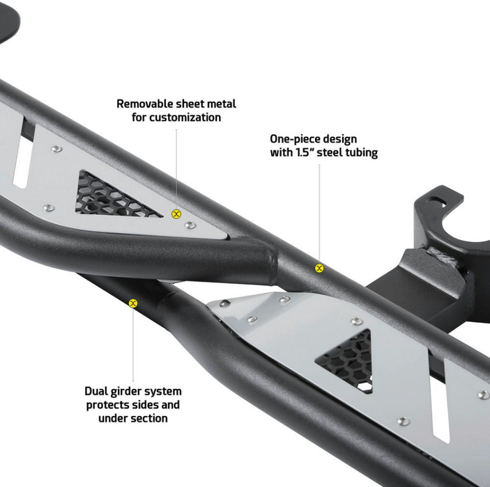 Smittybilt Apollo Rock Sliders w/ Steps - 77734 | Jeep Wrangler 2018-2022