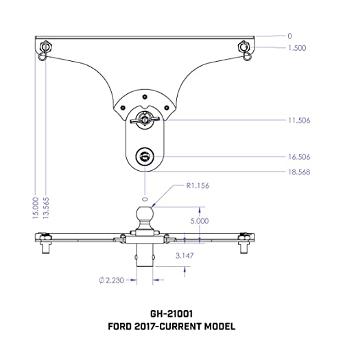 GEN-Y GH-21001 GoosePuck 5" Offset Gooseneck Ball for OEM Puck Mount System fits Ford 2017 to Current - 25,000 Towing Capacity