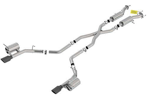 Borla 140792BC ATAK Cat-Back Exhaust System 2.75 in. Pipe 4.5 in. Single Round Rolled Angle Cut Black Chrome Single Split Rear Exit T-304 Stainless Steel ATAK Cat-Back Exhaust System