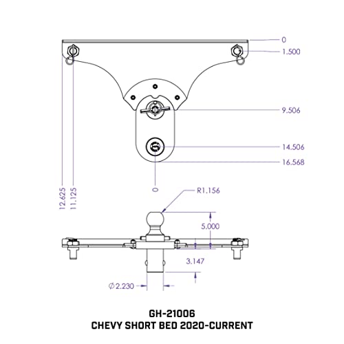 GEN-Y GH-21006 GoosePuck 5" Offset Gooseneck Ball for OEM Puck Mount System fits GM Short Bed 2020 to Current - 25,000 LB Towing Capacity