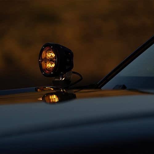 Rigid Industries 36123 | 360-Series 4 Inch Spot with Amber PRO Lens and Back Lighting | Pair