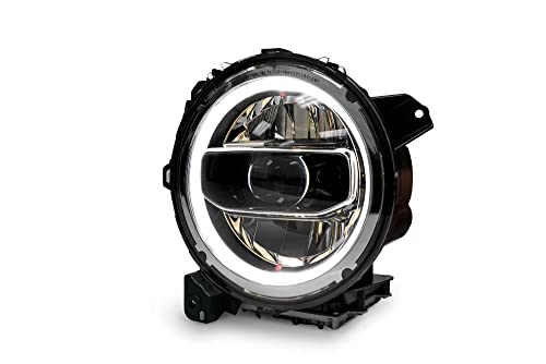 DV8 Offroad LED Headlights for 2018-2022 Wrangler JL and 2020-2022 Gladiator JT | Pair of Headlights | DOT Compliant | 9" Round | White Light Beam with Amber Halo Ring