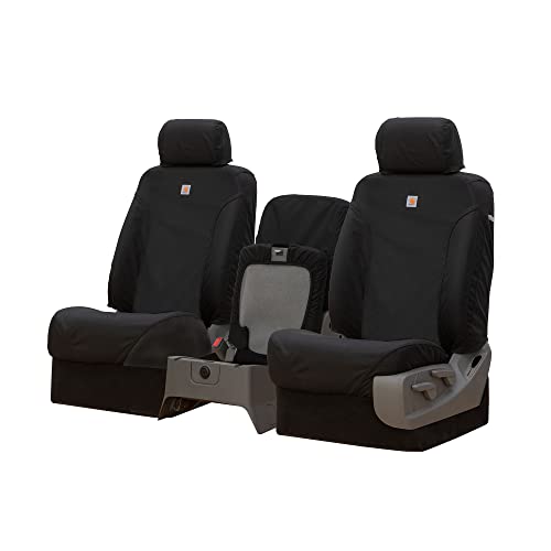 Covercraft Carhartt Super Dux SeatSaver Custom Seat Covers | SSC3475COBK | 1st Row 40/20/40 Bench Seat | Compatible with Select Chevrolet Silverado/GMC Sierra 1500/2500/3500 Models | Black