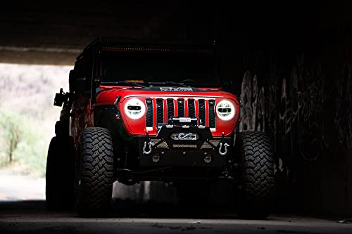 DV8 Offroad LED Headlights for 2018-2022 Wrangler JL and 2020-2022 Gladiator JT | Pair of Headlights | DOT Compliant | 9" Round | White Light Beam with Amber Halo Ring