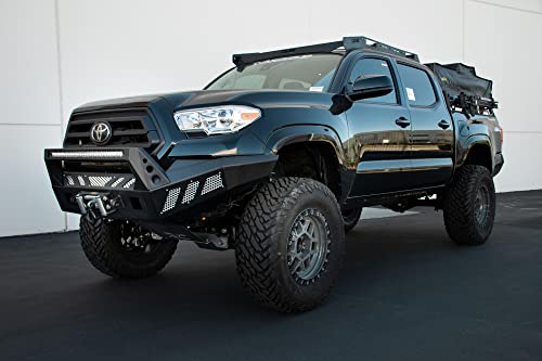 DV8 Offroad | Slotted Aluminum Roof Rack | Compatible with 2016+ Toyota Tacoma Double Cab | Optional Light Mounts | Black Finish