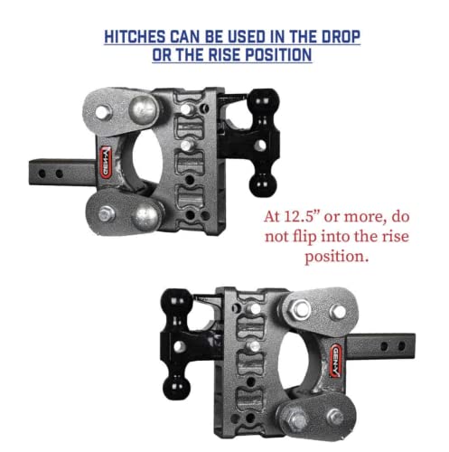 GEN-Y GH-1324 The BOSS Torsion-Flex Adjustable 6" Drop Hitch with GH-061 Dual-Ball, GH-062 Pintle Lock for 2.5" Receiver - 21,000 LB Towing Capacity - 2,400 LB Tongue Weight