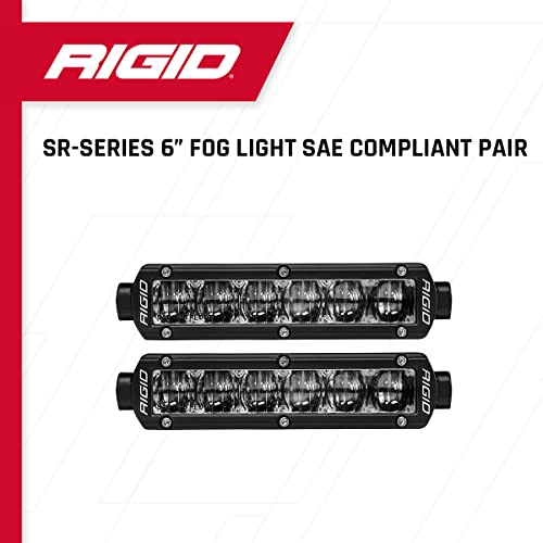 Rigid Industries – SR Series 6 inch Fog Lights, SAE Compliant, White LED Light, Off-Roading LED Light, Street Legal LED Fog Light, Black Housing, LED Accessory Light (Pair, 906703)