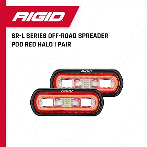 Rigid Industries – SR L Series Off Road Spreader Pods, 3 Wire Surface Mount, Red Halo, Off-Roading Lights (Pair, 53122)