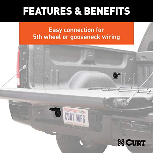 CURT 57010 10-Foot Vehicle-Side Truck Bed 7-Pin Trailer Wiring Harness Extension, Select Ford F-150, F-250, F-350 Super Duty, Black