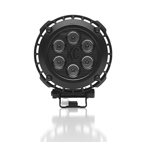 KC HiLiTES 300 4" Round LZR LED Black 24w Driving Light - Pair Pack System with Wiring Harness,White