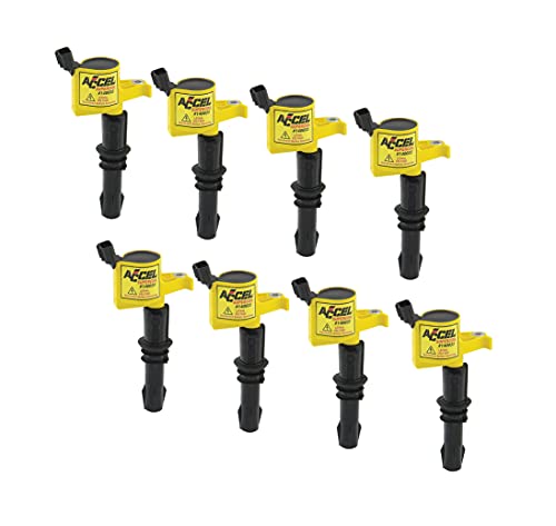 ACCEL 140033-8 Ignition Coil - Supercoil - 2004-2008 Ford 4.6L/5.4L/6.8L 3-Valve Engines - Yellow - 8-Pack