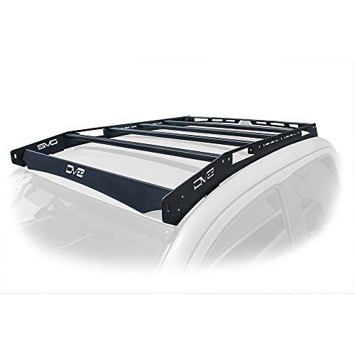 DV8 Offroad | Slotted Aluminum Roof Rack | Compatible with 2016+ Toyota Tacoma Double Cab | Optional Light Mounts | Black Finish