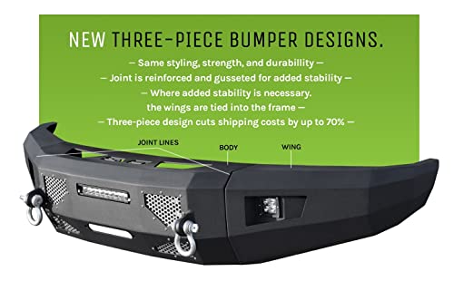 DV8 Offroad | FBFF2-03 | Front Bumper fits 2017-2019 F-250/F-350/F-450 Super Duty Trucks | 3pc Modular Construction | Integrated Winch Mount | Strategic Airflow Cutouts | Auxiliary Light Cutouts