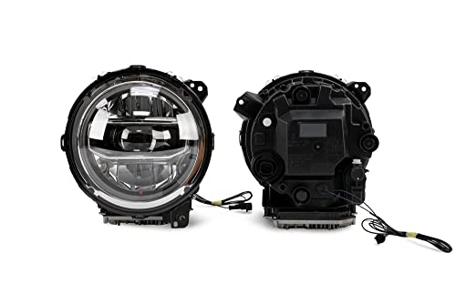 DV8 Offroad LED Headlights for 2018-2022 Wrangler JL and 2020-2022 Gladiator JT | Pair of Headlights | DOT Compliant | 9" Round | White Light Beam with Amber Halo Ring