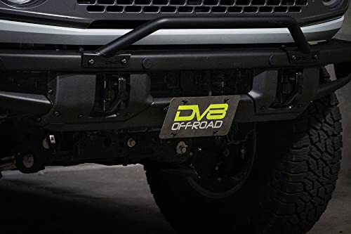 License Plate Relocation Bracket for 2021-2023 Ford Bronco | OEM Steel Front Bumper | Lower Center Mount | Keeps Grille Open | Quick & Easy Installation | DV8 Offroad