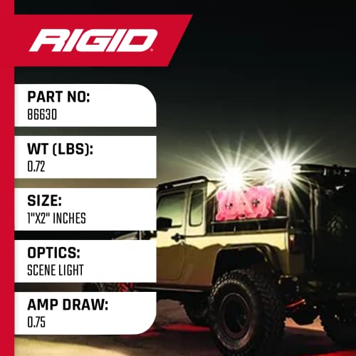 Rigid Industries 86630 Universal DC Flood Light - (1x2 65 Degree), for RV, Car/Truck, Trailers and other
