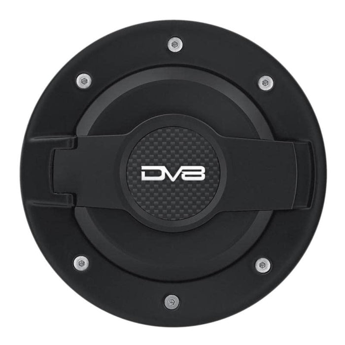 DV8 Offroad | D-JP-190004-BLACK | Fuel Door for 07-18 Wrangler JK | Complete Assembly | Billet Aluminum Construction| Magnetic Closure | All Black Finish