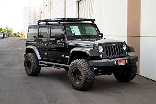 Roof Rack for 2007-2022 Jeep Wrangler JK 4-Door, 2018-2022 Jeep Wrangler JL 2-Door, & 2020-2022 Jeep Gladiator JT | Bolt-On Installation | Multiple Tie Down Points | 200lbs Capacity | DV8 Offroad