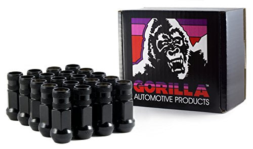 Gorilla Automotive 45028BC-20 Black 12mm x 1.25 Thread Size Forged Steel Chrome Finish Open End Lug Nut, (Pack of 20)