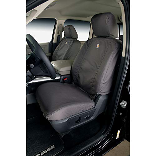 Covercraft - SSC2512CAGY Carhartt SeatSaver Front Row Custom Fit Seat Cover for Select Ford Models - Duck Weave (Gravel)