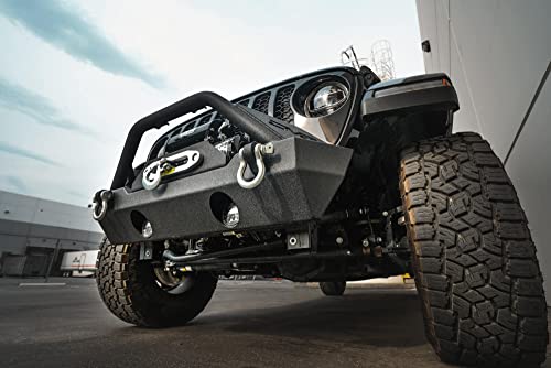 DV8 Offroad | FBSHTB-15 | Front Bumper fits 2007-2018 Wrangler JK | Stubby Width | Winch Mount Includes | Integrated Bull Bar | Fog Light Cutouts | ABJL-01 Compliant for Wrangler JL & Gladiator JT