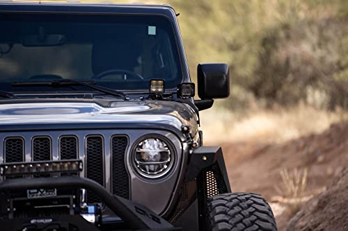 A-Pillar Dual Pod Light Mounts for 2018-2022 Jeep Wrangler JL & 2020-2022 Gladiator JT | Fits (4) 3-inch Cube Lights | DV8 Offroad | Low Profile | Black Powder Coat Finish | Pair