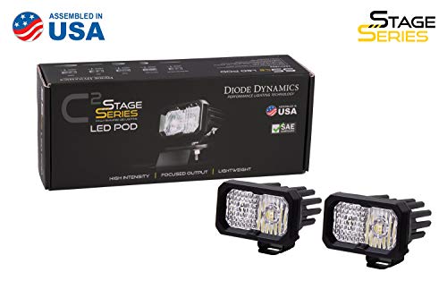 Diode Dynamics Stage Series 2in SAE/DOT White Sport Standard LED Pod (Pair), Combo w/Amber Backlight
