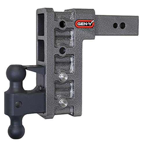 GEN-Y GH-1624 MEGA-Duty Adjustable 9" Drop Hitch with GH-0161 Dual-Ball, GH-0162 Pintle Lock for 2.5" Receiver - 32,000 LB Towing Capacity - 3,500 LB Tongue Weight