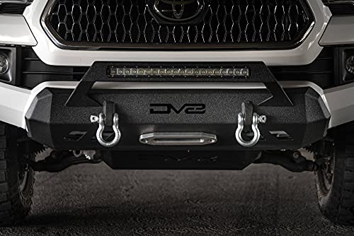 Center Mount Front Bumper for 2016-2023 Toyota Tacoma | No Cutting Required | Winch Mount Included | Integrated Bull Bar | Welded Light Tabs | Optional Light Hoop 20" Slim LED Light Bar | DV8 Offroad