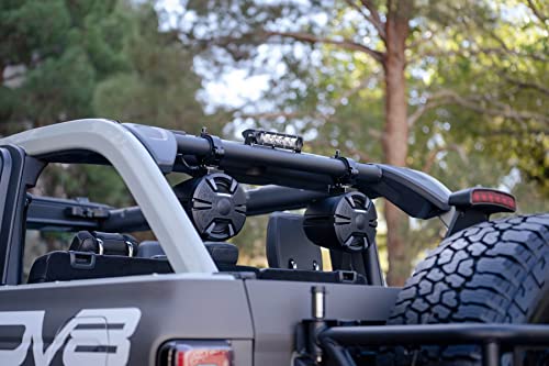 DV8 Offroad Rear Speaker & Light Bar Mount for 2021-2023 Ford Bronco 4-Door | Mount Speaker Cans | 10" Flat Mount for Light Bar or Pods | Fits Inside Rear Roll Bar