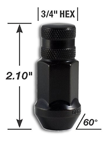 Gorilla Automotive 45128BC-20 Black 12mm x 1.25 Thread Size Forged Steel Chrome Finish Closed End Lug Nut, (Pack of 20)