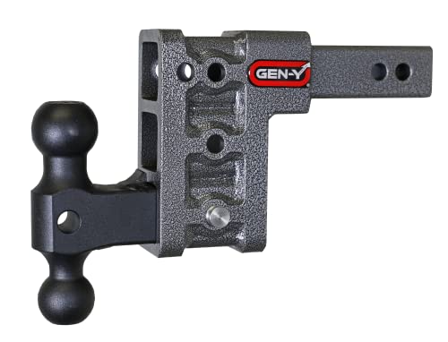 GEN-Y GH-513 MEGA-Duty Adjustable 5" Drop Hitch with GH-051 Dual-Ball for 2" Receiver - 16,000 LB Towing Capacity - 2,000 LB Tongue Weight