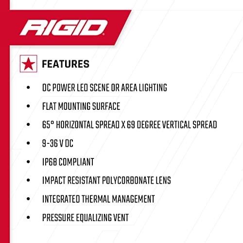 Rigid Industries Black DC Scene Floodlight (1x2 65 Degree ) One Size For Auto, RV, ATV