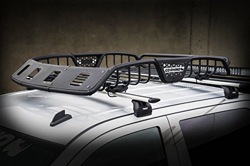 Go Rhino 59047T SR40 Series Textured Black 60" x 40" Light Ready Roof Rack with Black Fairing (Large)