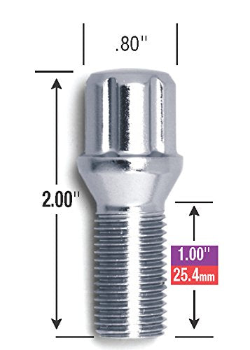 Gorilla Automotive 17141SD-20 14mm x 1.25 Thread Size Chrome Finish Small Diameter Lug Bolt, (Set of 20)