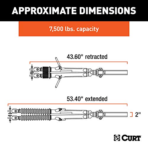 CURT 70001 Rambler Steel RV Tow Bar, 7,500 Pounds, 2-Inch Shank