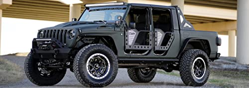 DV8 Offroad | RDJL-01R | Rock Doors for Wrangler JL & Gladiator JT| Tubular Design | Anti Rattle Stopper | Aluminum Mesh Inserts | Black Textured Finish | Rear Door Set