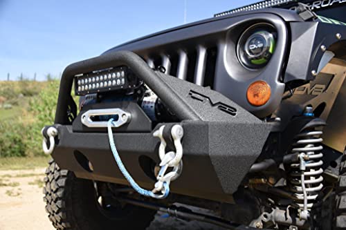 DV8 Offroad | FBSHTB-15 | Front Bumper fits 2007-2018 Wrangler JK | Stubby Width | Winch Mount Includes | Integrated Bull Bar | Fog Light Cutouts | ABJL-01 Compliant for Wrangler JL & Gladiator JT